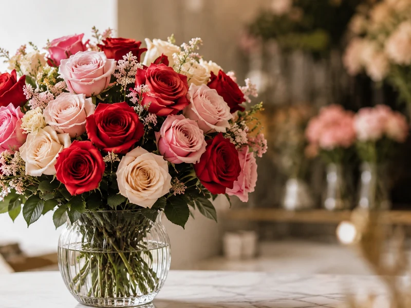 Respectful white sympathy flower arrangement prepared for Nashville funeral home delivery by Velvet Rose