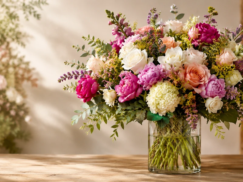 Soft uplifting flower bouquet prepared for hospital-area delivery by Velvet Rose