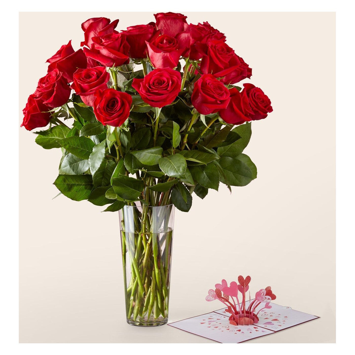 Long Stem Red Rose Bouquet & Lovepop® Pop-Up Card arrangement option 4