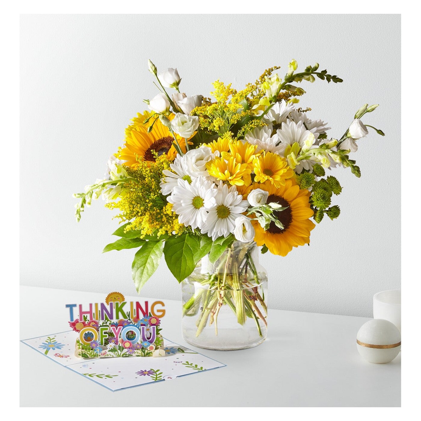 Hello Sunshine Bouquet & Lovepop® Pop-Up Card arrangement option 3