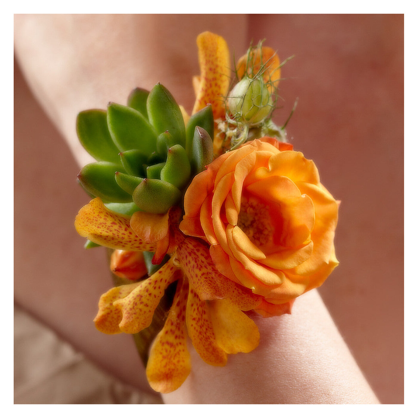 Irresistible Love Wrist Corsage flower arrangement