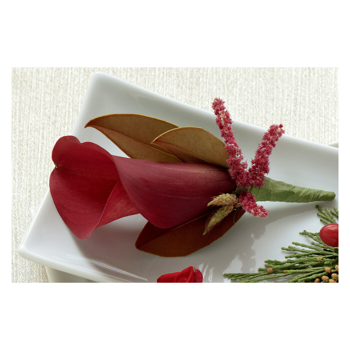 Red Calla Boutonniere flower arrangement